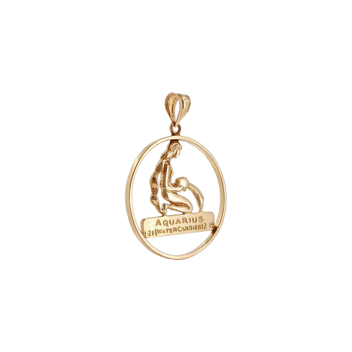 14K Yellow Gold Openwork Aquarius Water Carrier Charm Pendant