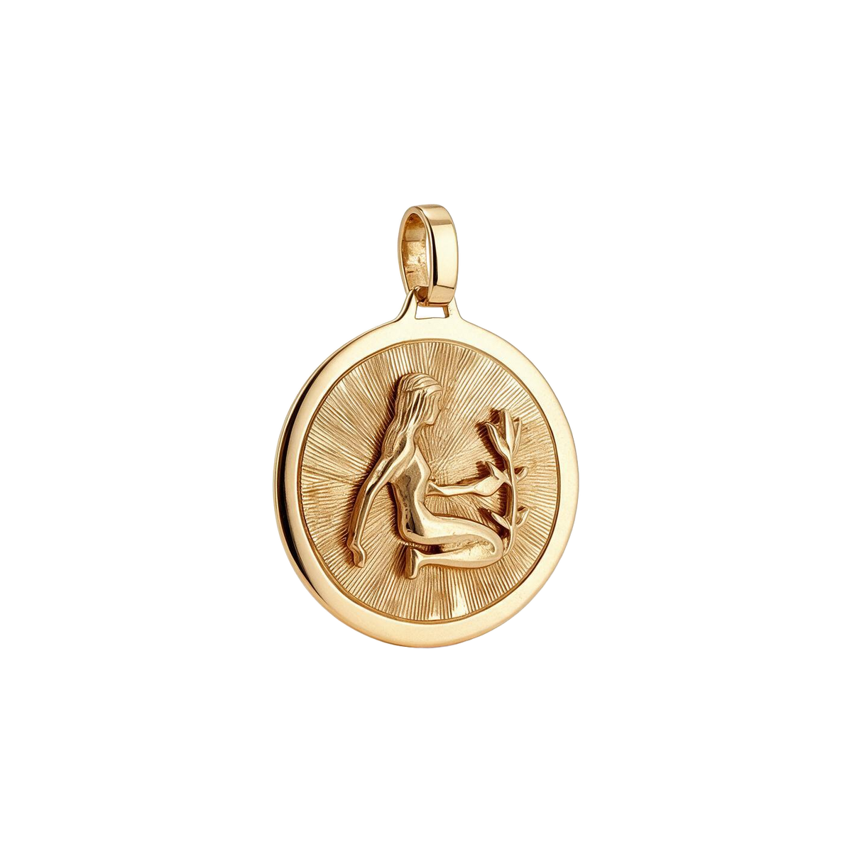 14k Yellow Gold Vintage Virgo with Flower Zodiac Charm