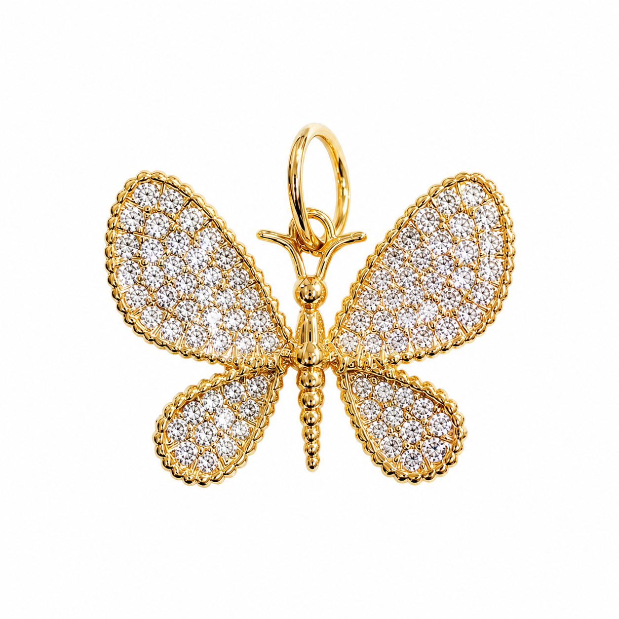 14k Yellow Gold Butterfly Diamond Charm