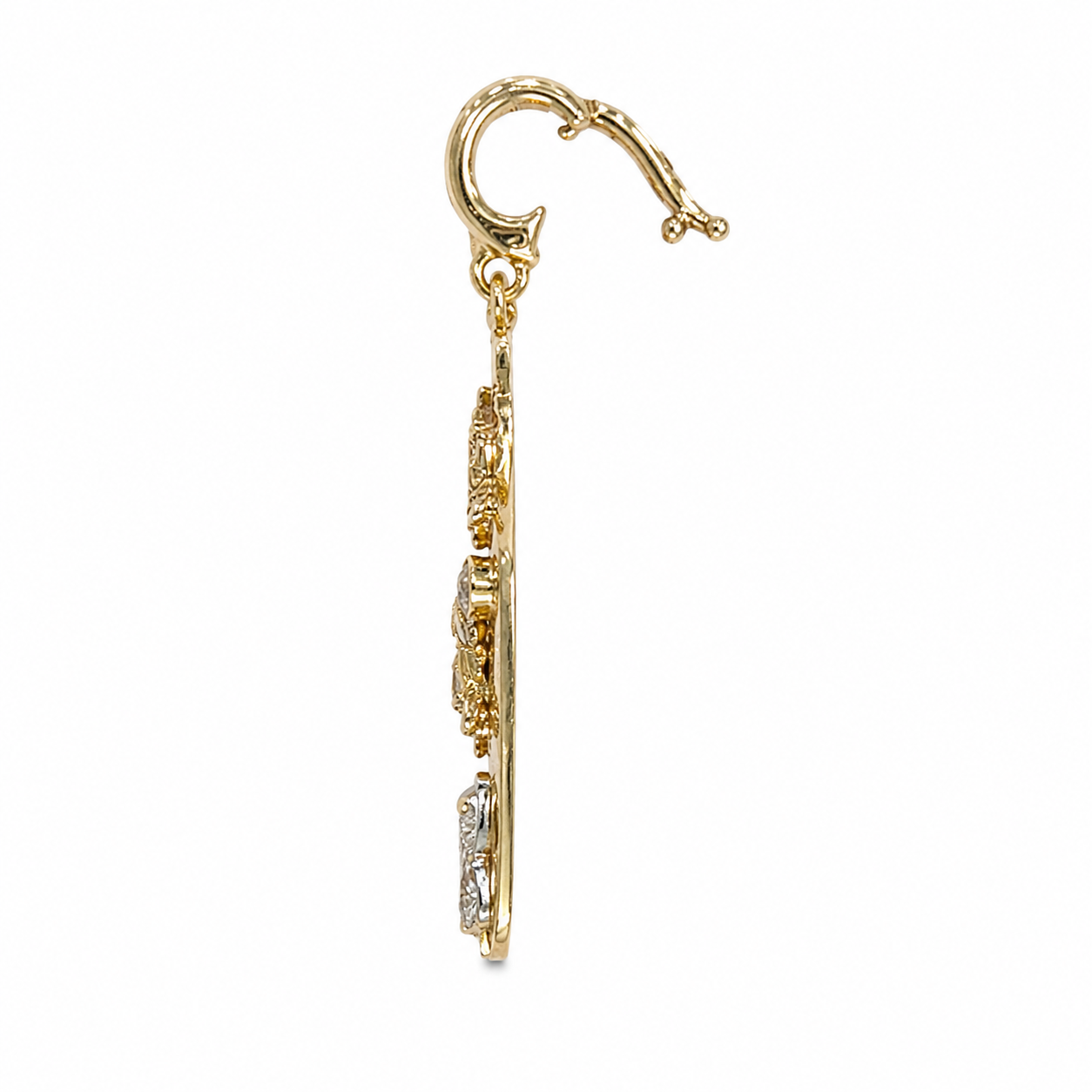 14k Yellow Gold Diamond Butterfly Flower Openable ClaspTag Charm