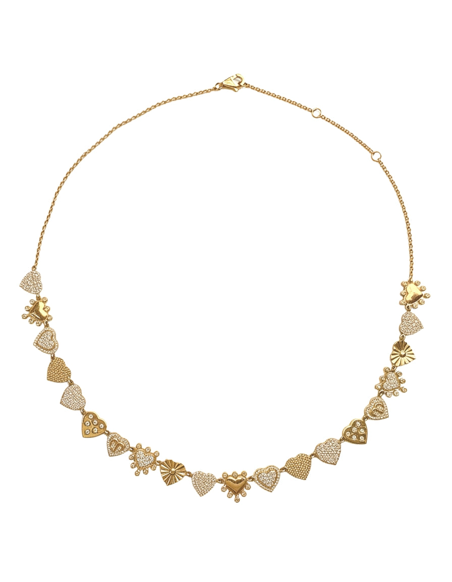 Contemporary 14k yellow gold diamond heart necklace, delicate chain, romantic jewelry