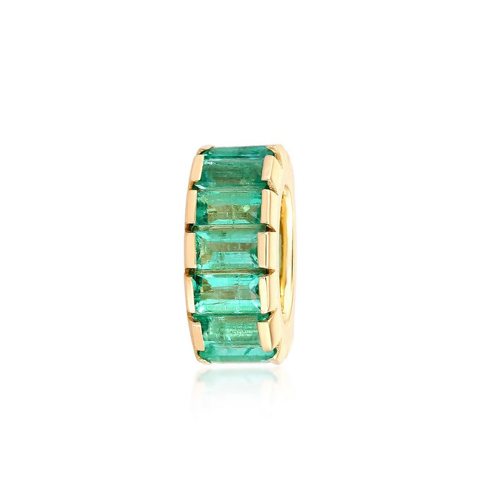 14k Yellow Gold Emerald Rondel Spacer Charm