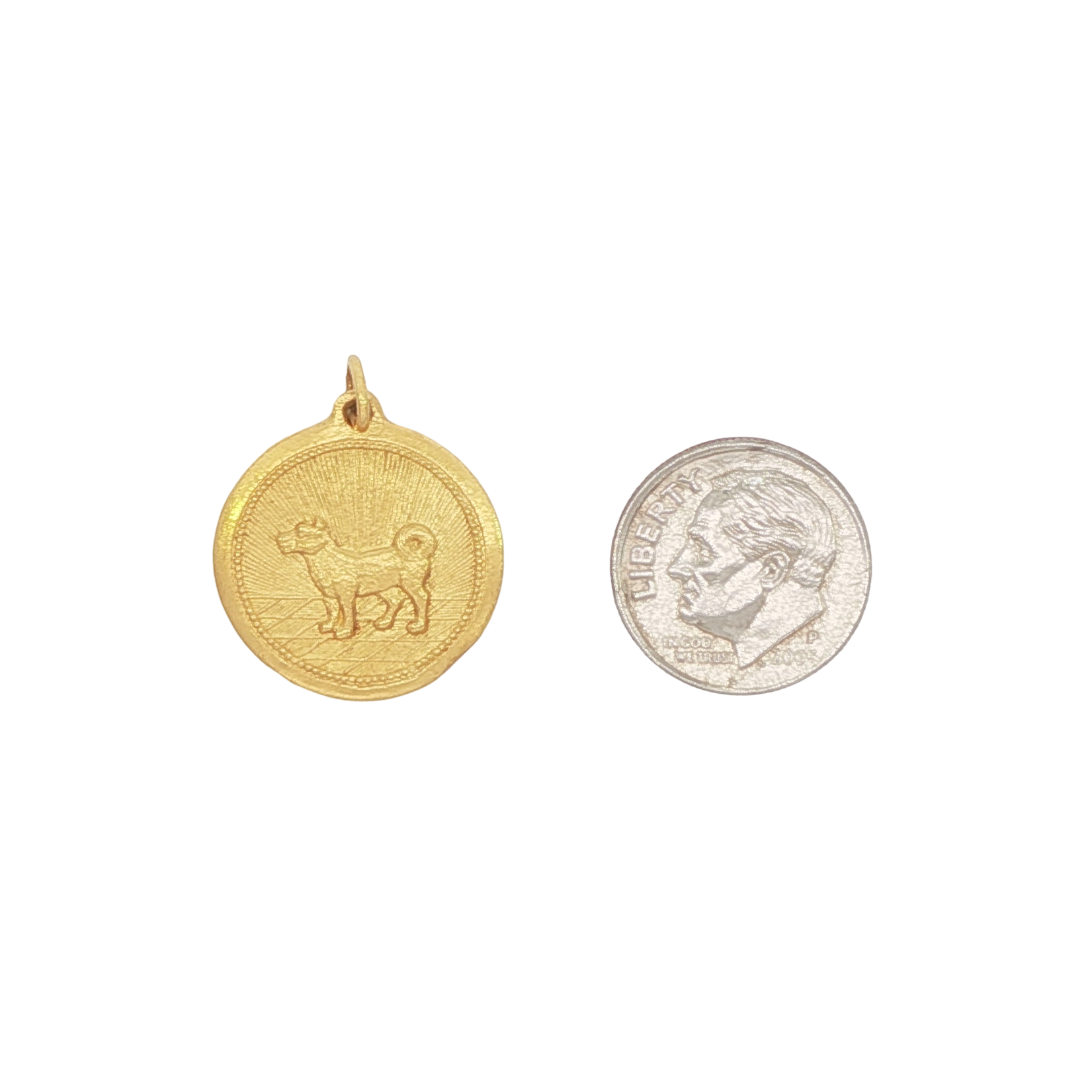 Vintage Chinesisches Jahr des Hundes 24 Karat Gold Charm