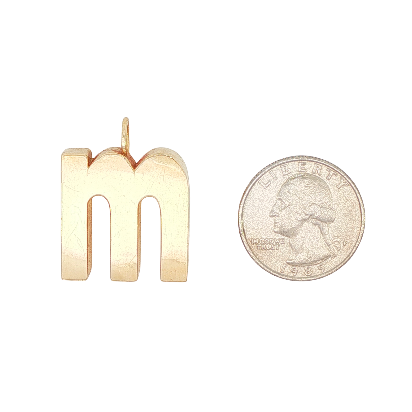 14k Yellow Gold Vintage Letter M Charm Pendant