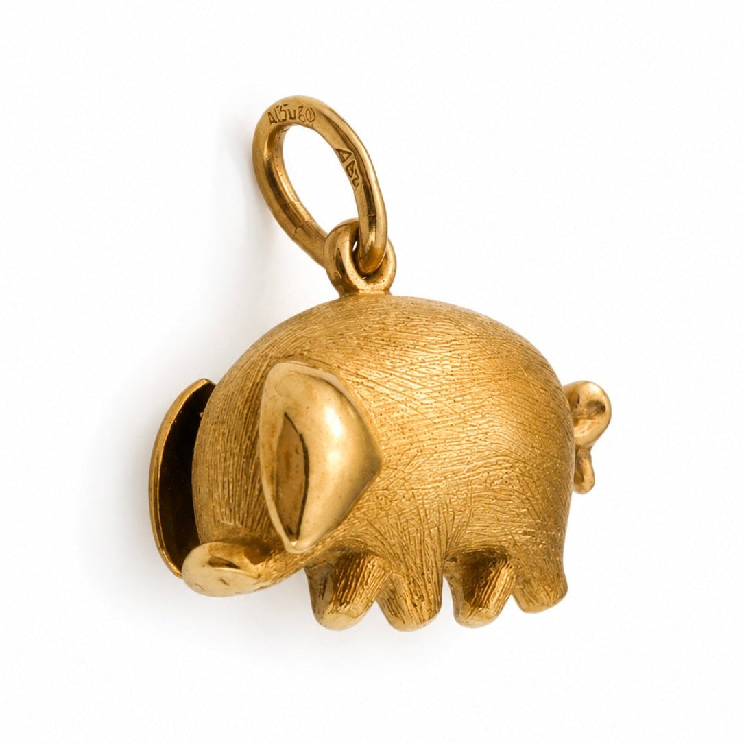 Vintage 18K Yellow Gold Pig Charm