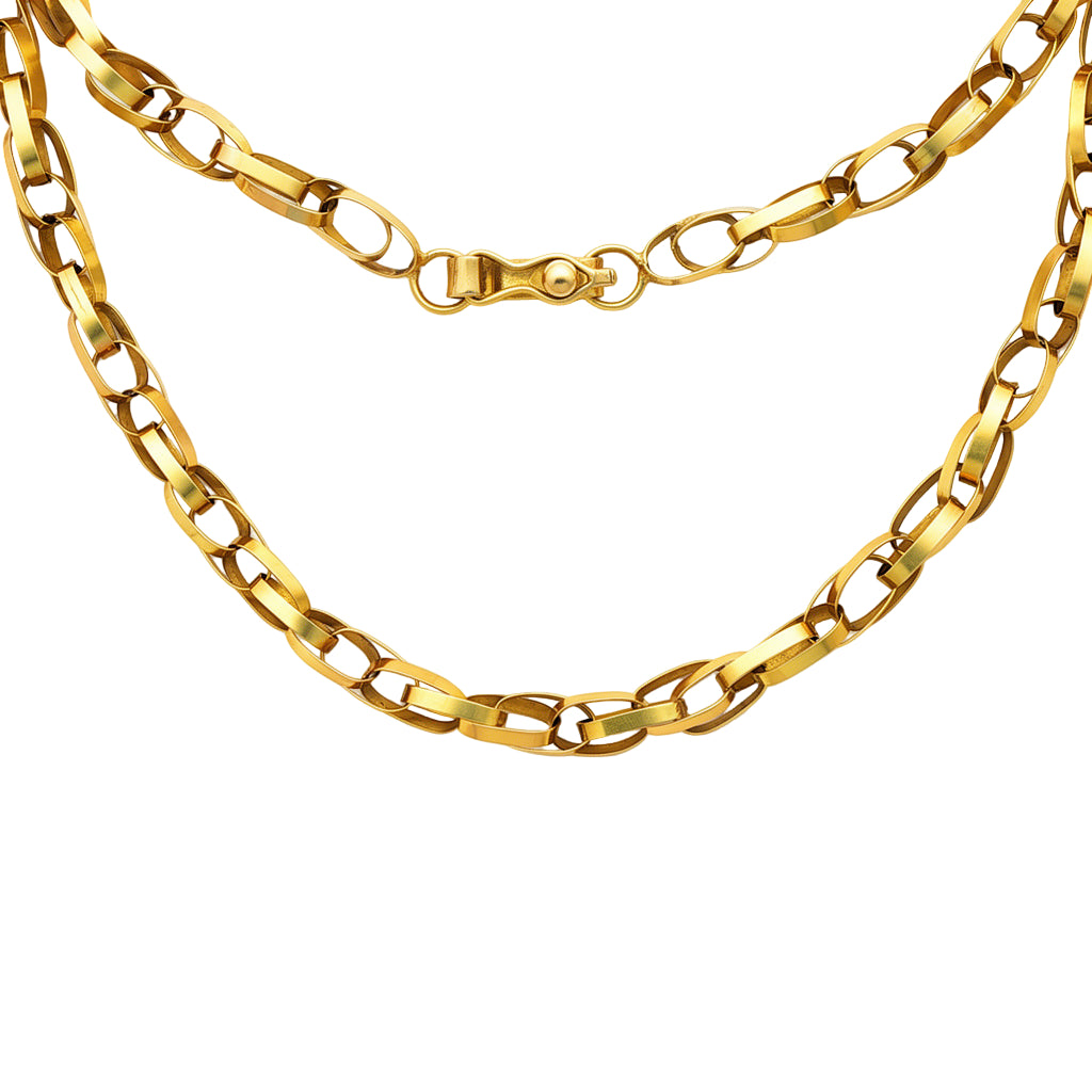 18k Yellow Gold Italian Triple Link Bike Chain Necklace