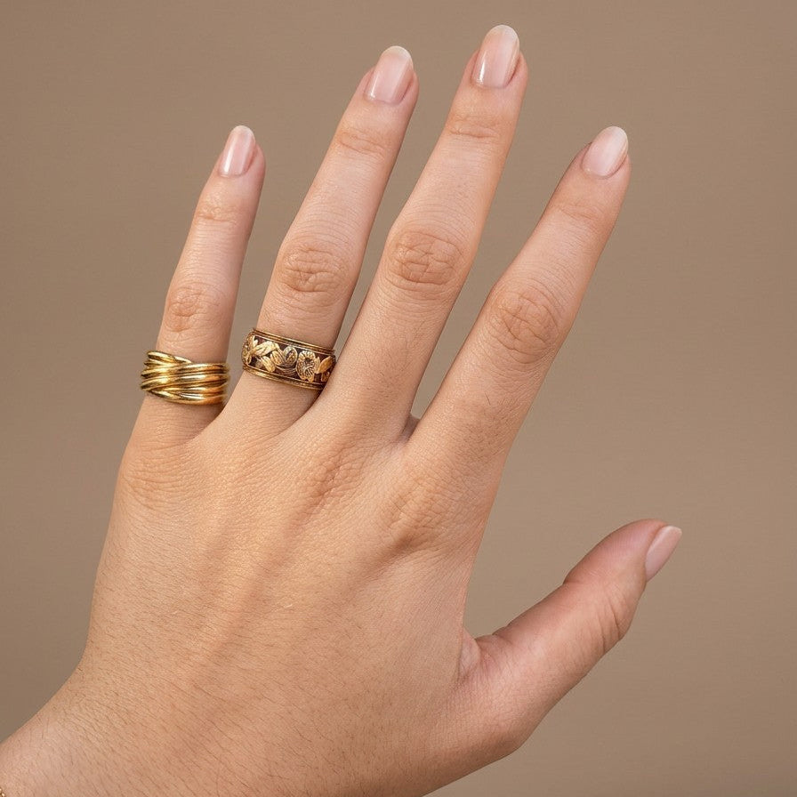 Vintage 14k Yellow Gold Ribbed Band Ring