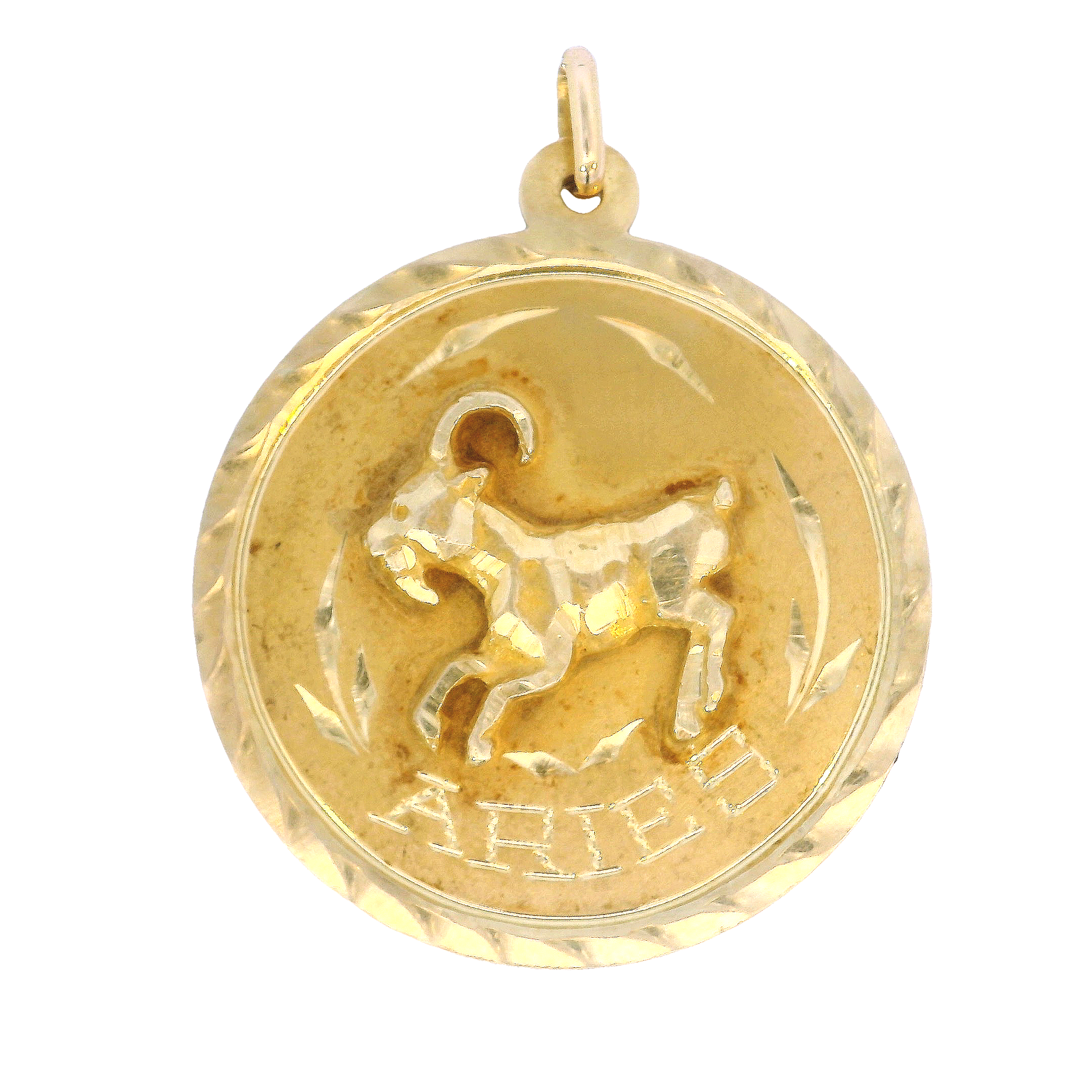 Charm vintage de oro de 18 k con el signo del zodiaco Aries