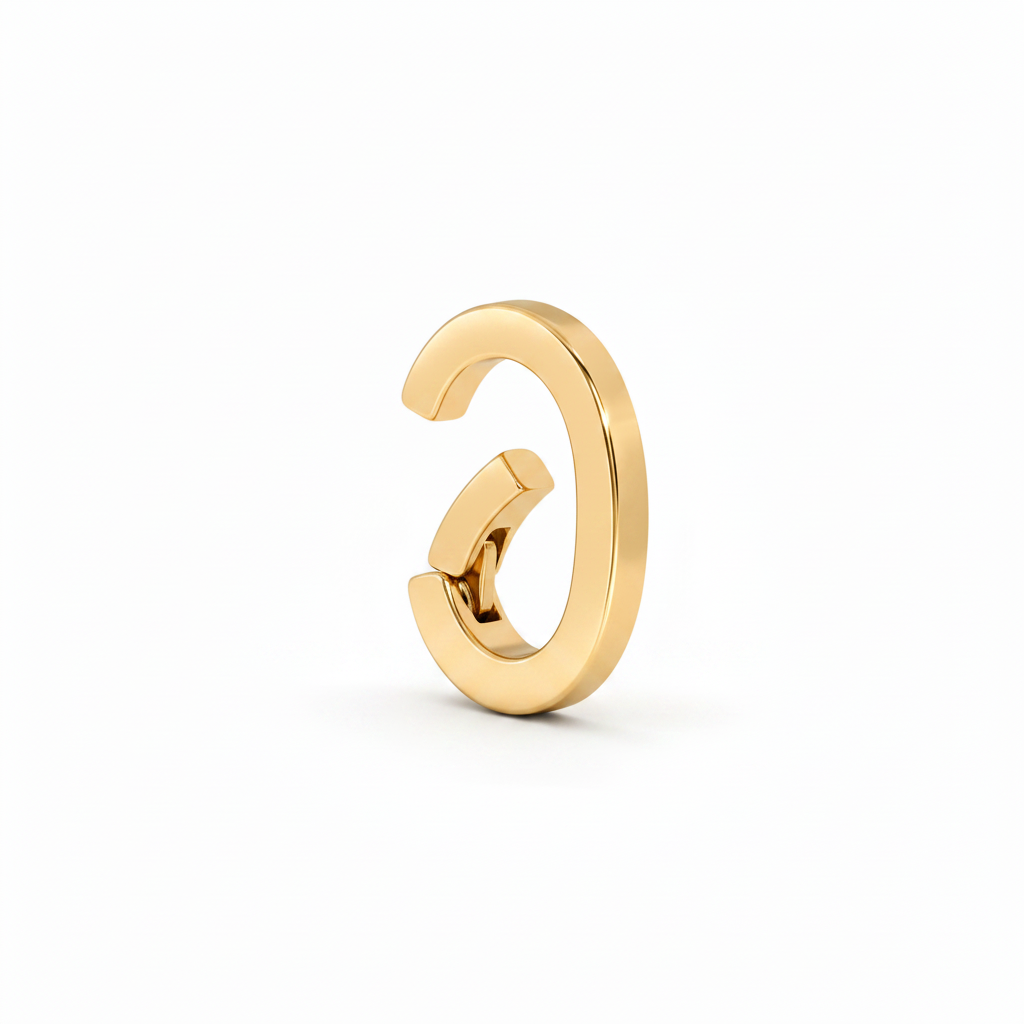 14k Yellow Gold Push In Oval Bale Charm Connector Clasp