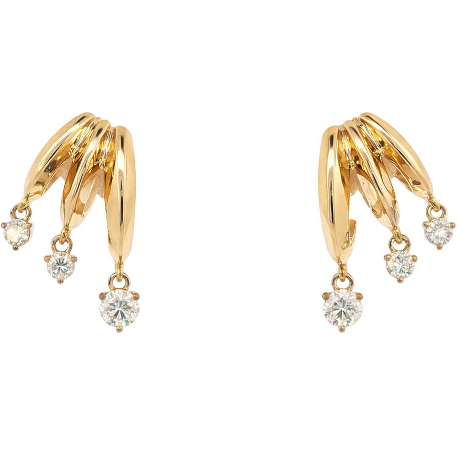 14K Gold Diamond Multi-Hoop Drop Earrings