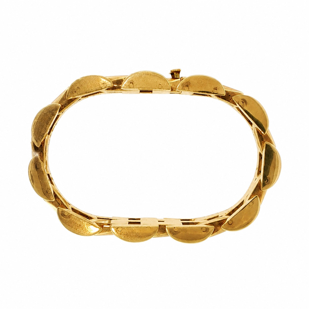 14K Yellow Gold 1940s Retro Tank-Style Geometric Link Statement Bracelet