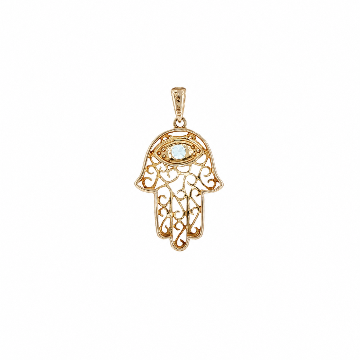 14K Yellow Gold Vinatge Evil Eye Hamsa
