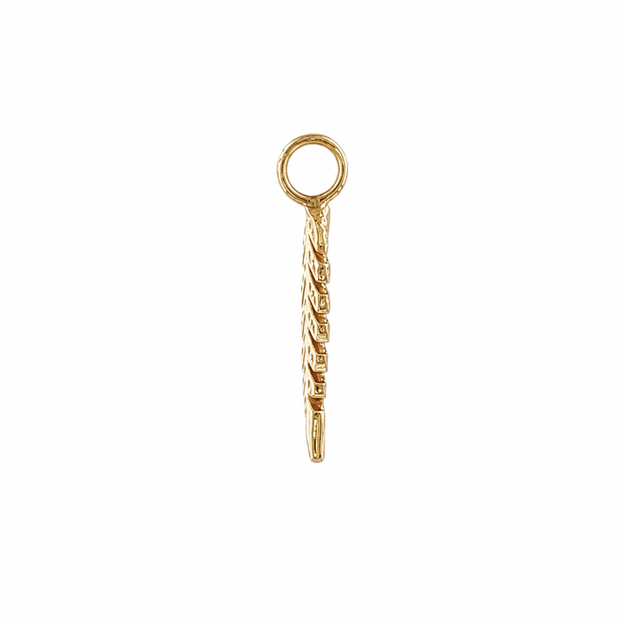 14k Yellow Gold Diamond Feather Charm
