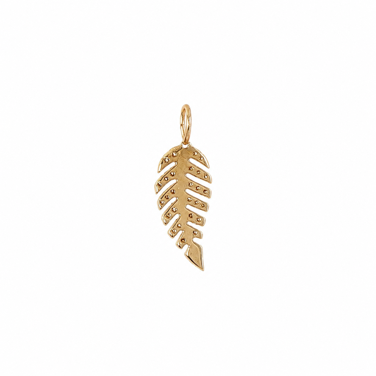 14k Yellow Gold Diamond Feather Charm
