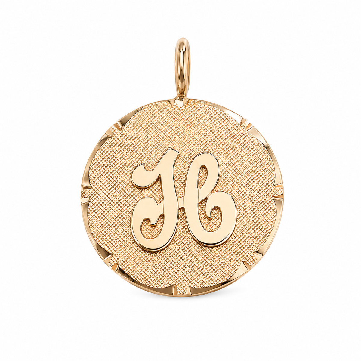 14k Yellow Gold Initial "H" Charm Pendant