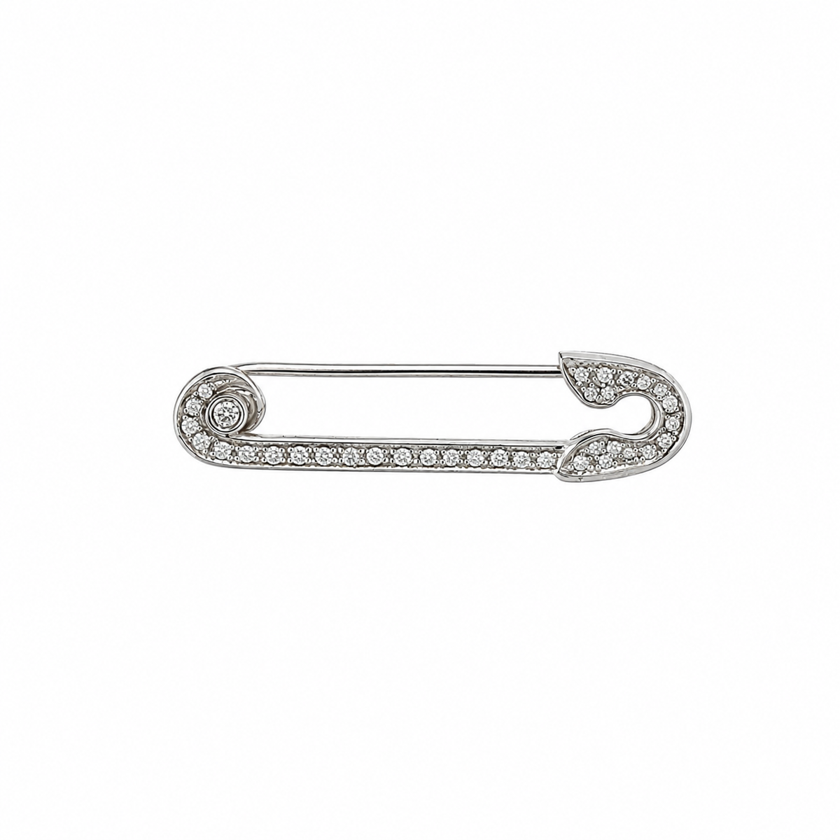 18k White Gold 1990s 1/2 Carat Diamond Safety Pin Brooch