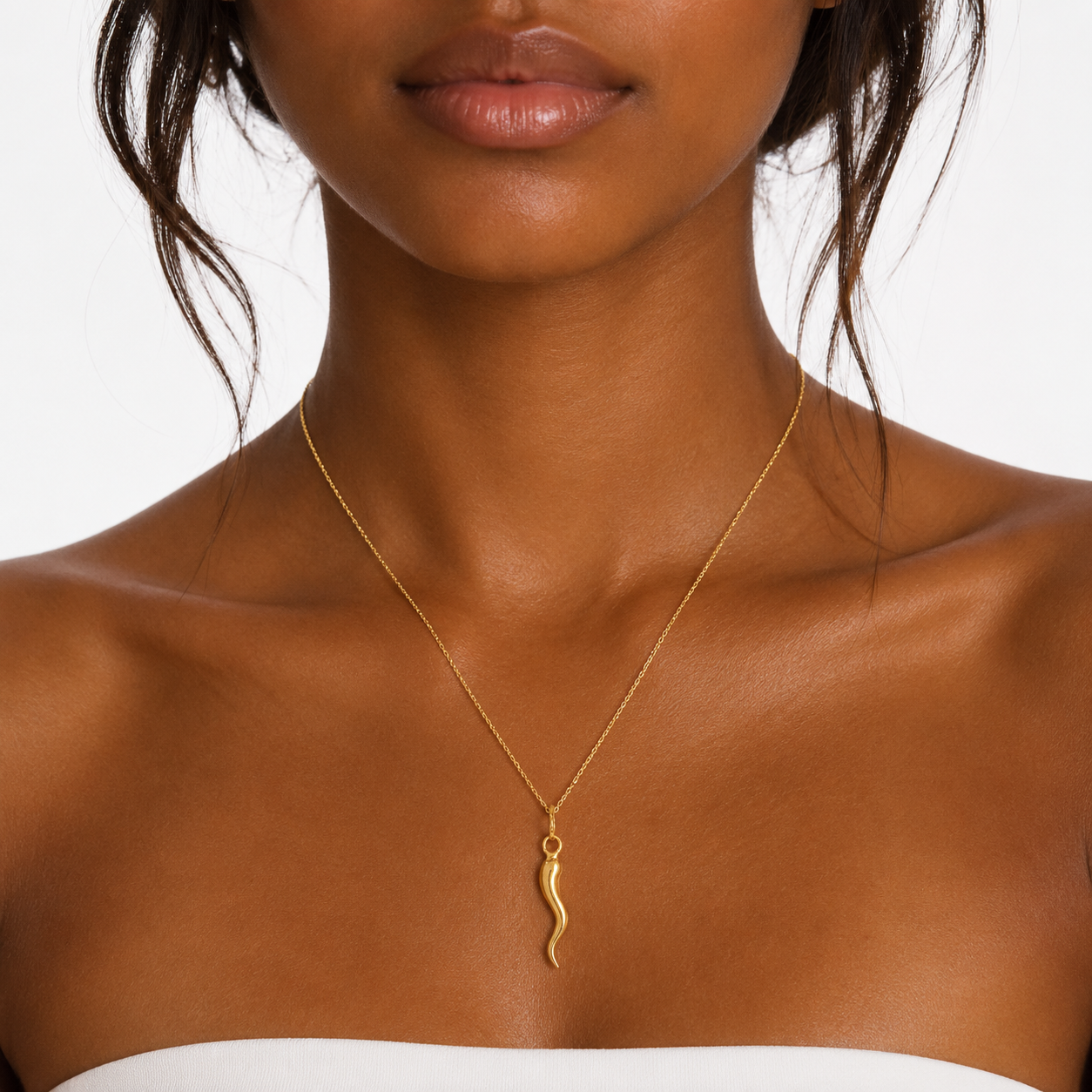 18k Yellow Gold Vintage Mini Italian Horn Charm