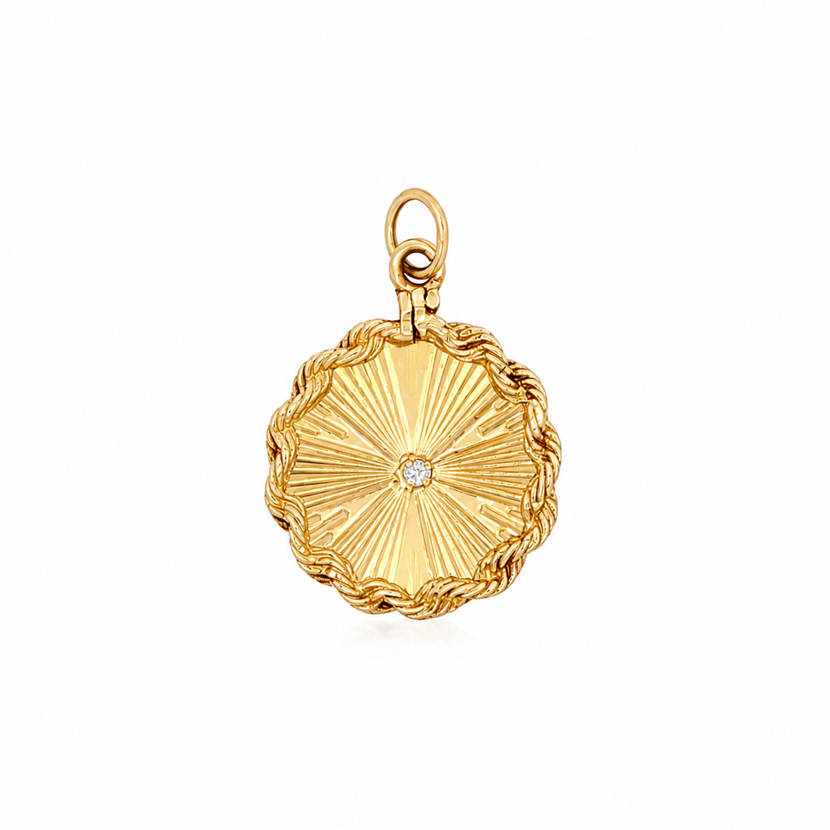 14k Yellow Gold Vintage Diamond Engine-Turned Charm