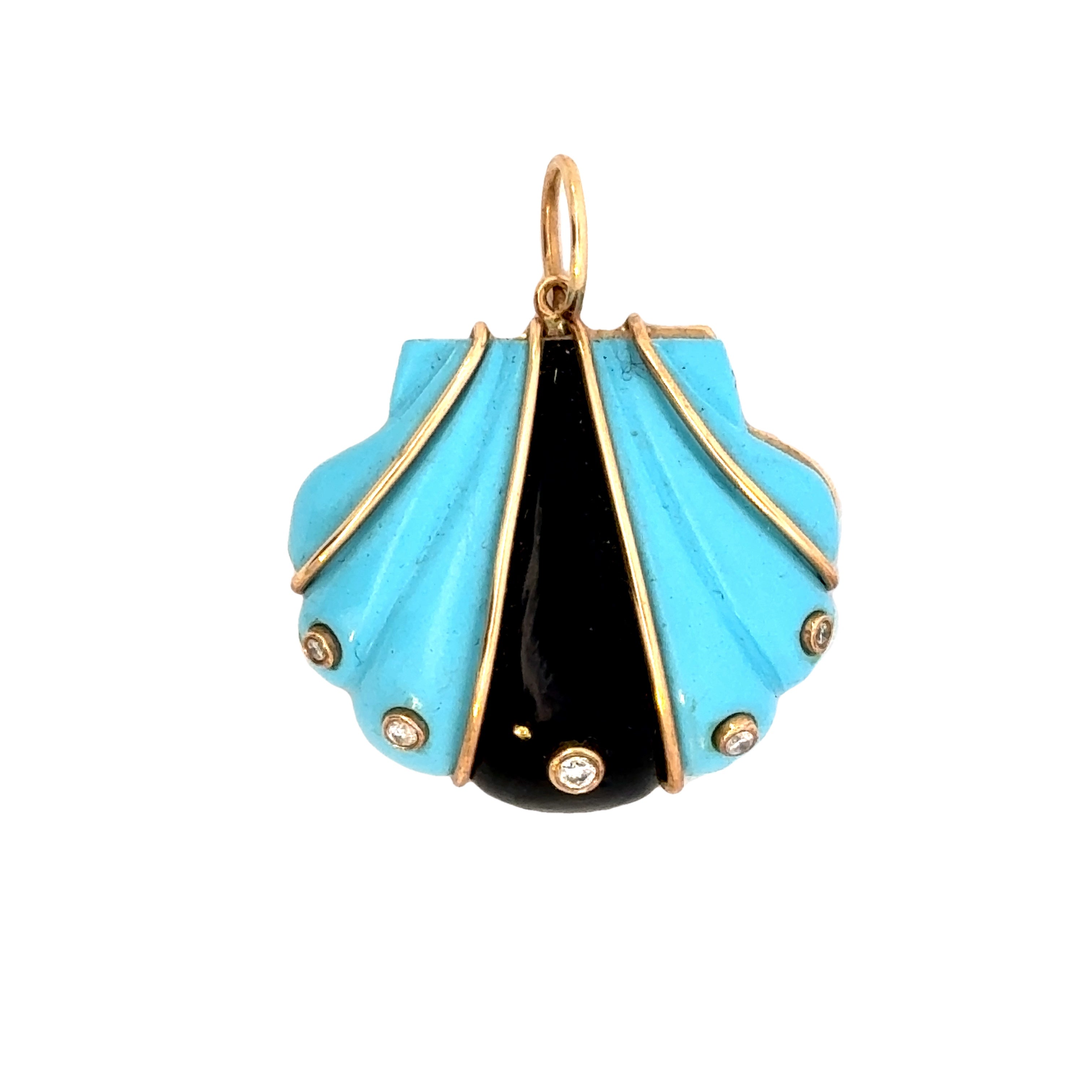 14k Gold Clam Shell Diamond Charm