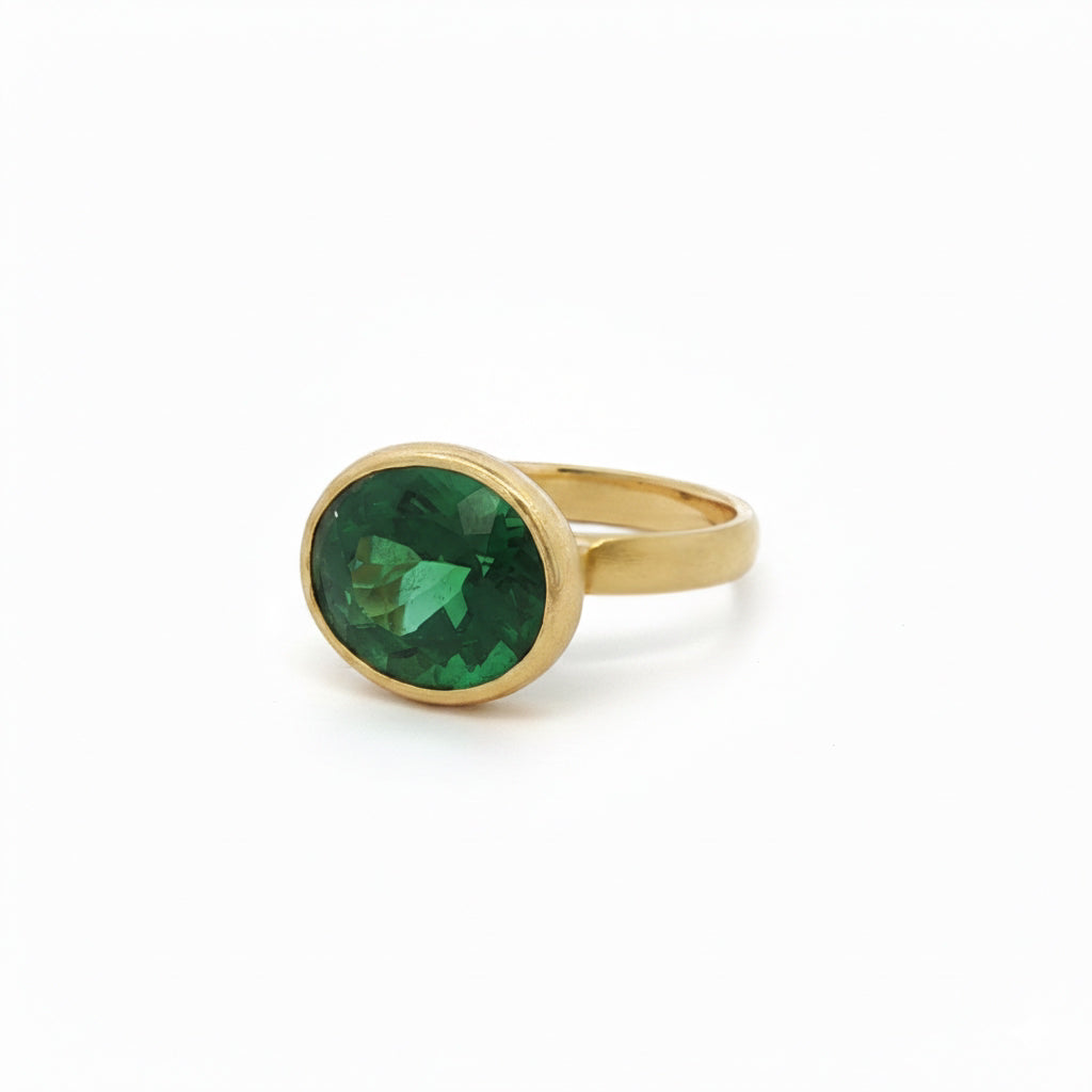 22K Yellow Gold Green Tourmaline Ring