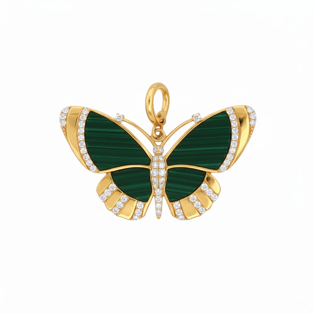 14k Yellow Gold Diamond Butterfly Charm