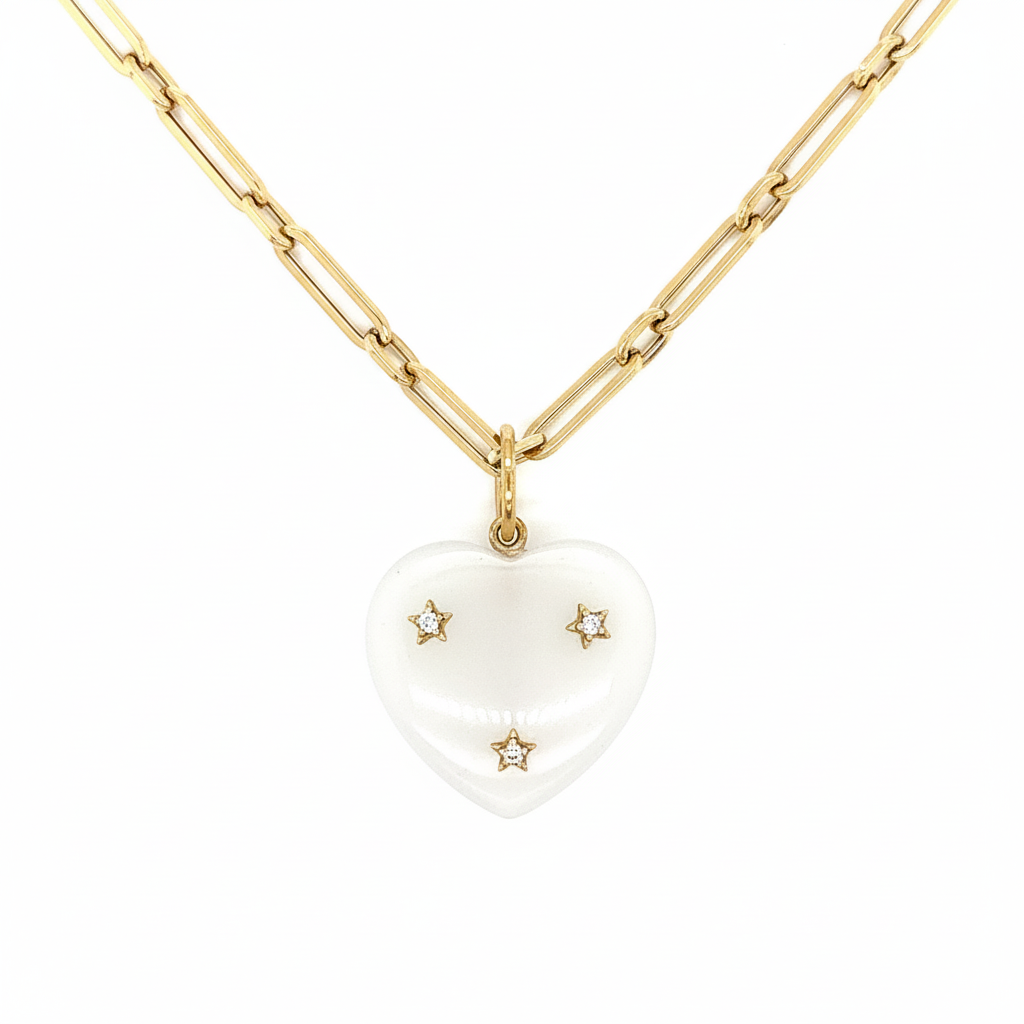 14k Gold Diamond Gemstone Star Heart Charm