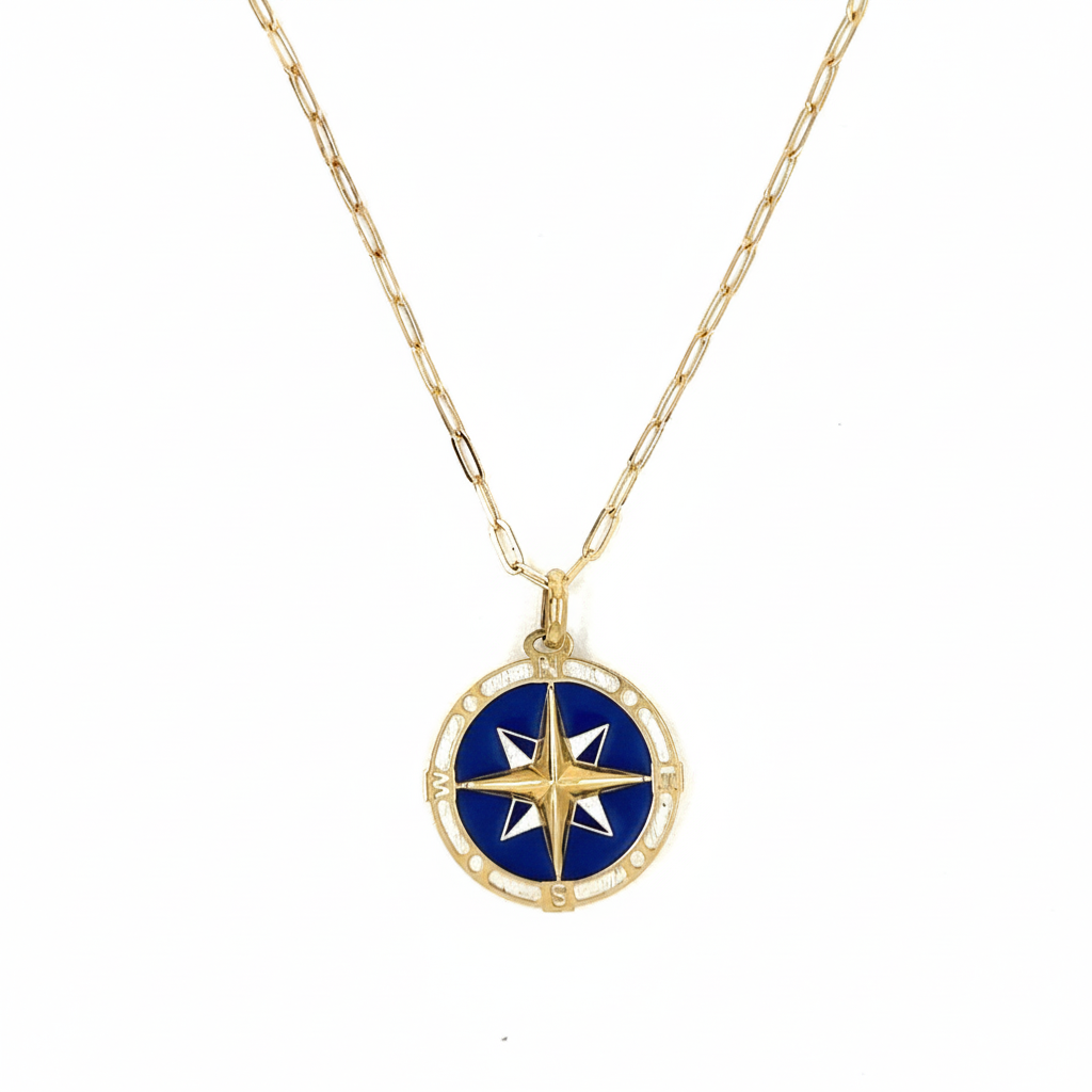 14k Yellow Gold Compass Charm
