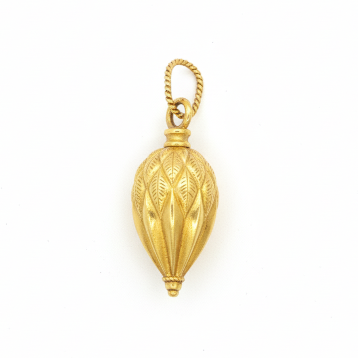 14k Yellow Gold Vintage 1950s Sculptural Drop Charm