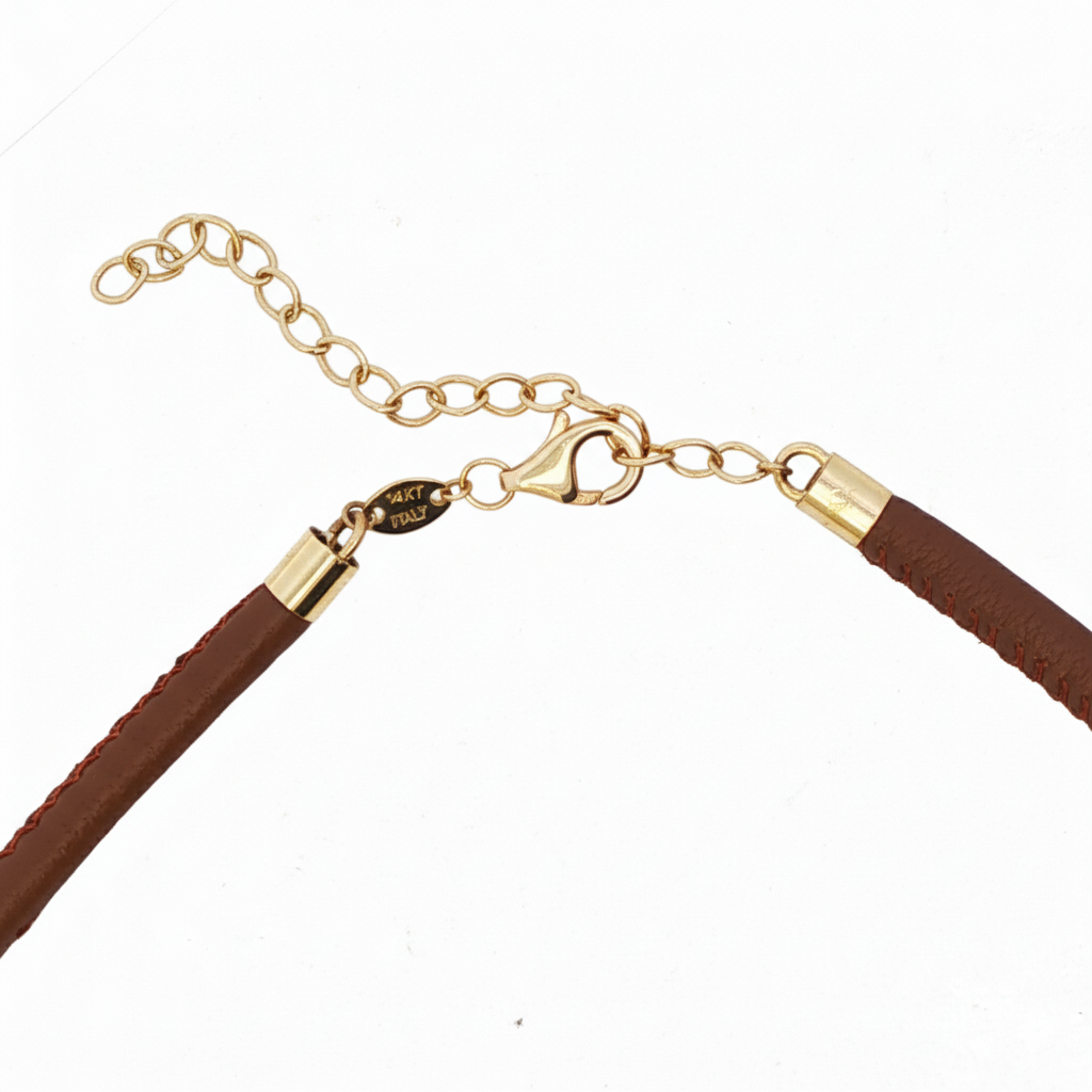 14k Yellow Gold Leather Cord
