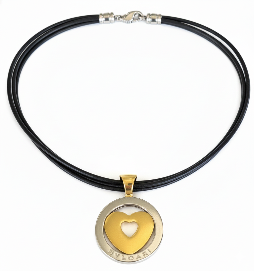 18 Karat Yellow Gold and Stainless Steel Vintage 1980s Bvlgari Necklace