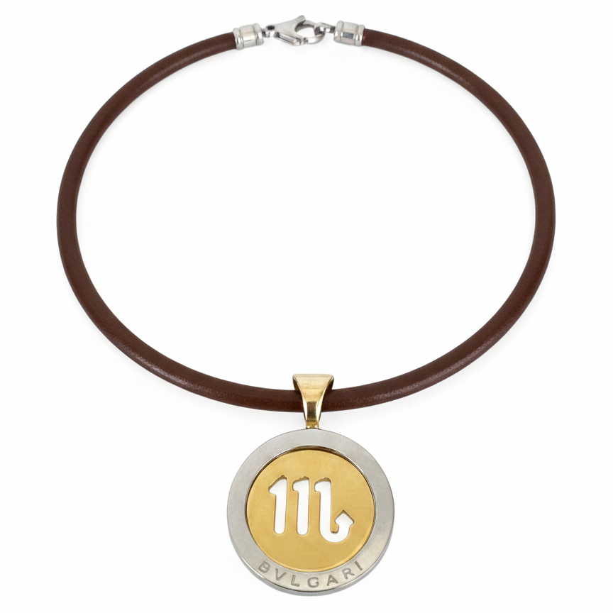 18 Karat Yellow Gold and Stainless Steel Vintage 1980s Bvlgari Necklace