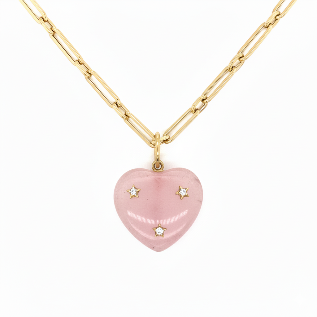 14k Gold Diamond Gemstone Star Heart Charm