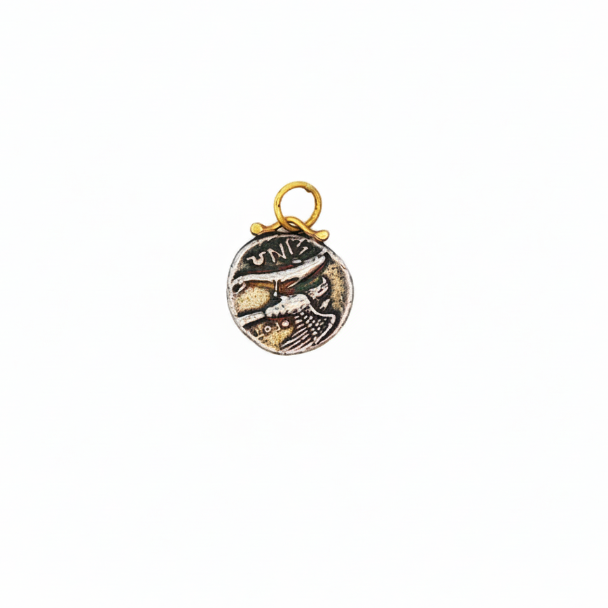 24k Yellow Gold Diamond Silver Synope-Nymphe Charm Pendant