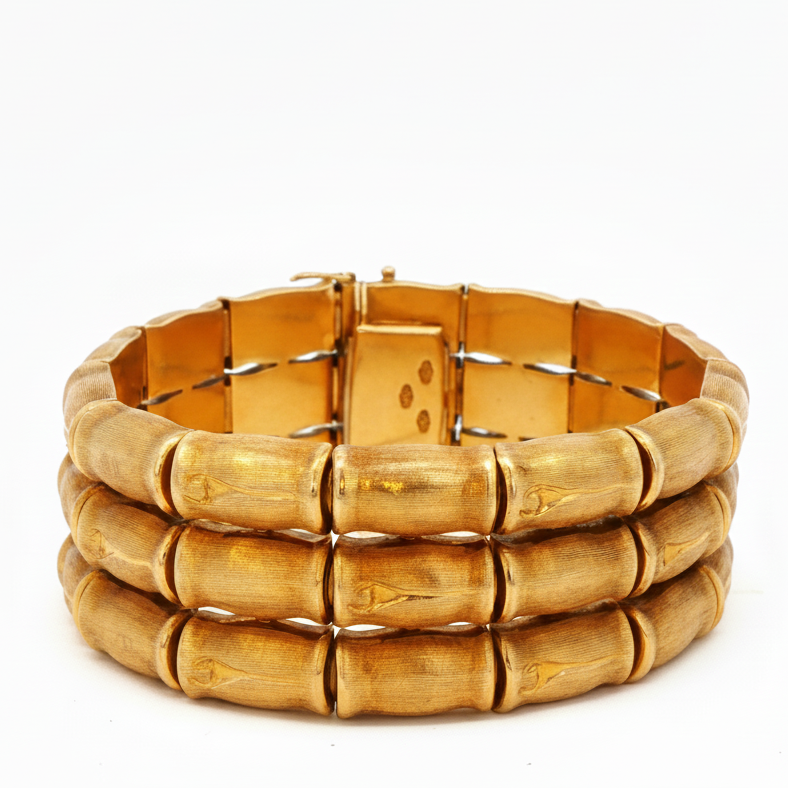 18k Yellow Gold 1970s Bamboo Bracelet
