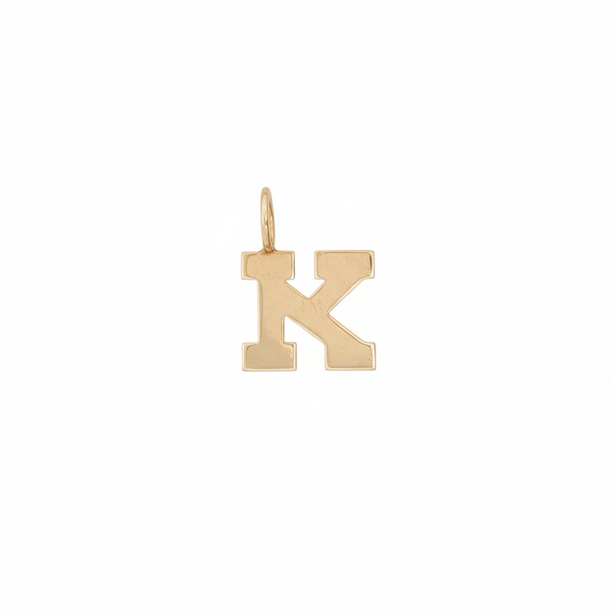 14k Yellow Gold "K" Letter Charm