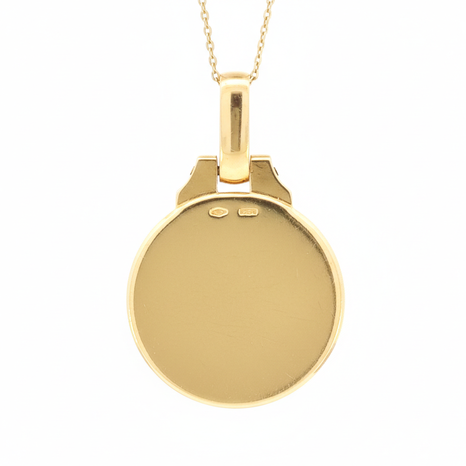 18k Yellow Gold Vintage Bvlgari Aries Ram and Steel Pendant Necklace