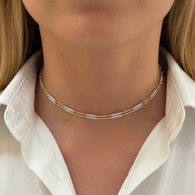 18k Yellow and White Gold Magnetic Chain