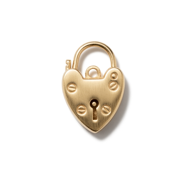 10k Yellow Gold Vintage Heart Padlock Lock Love Token Charm
