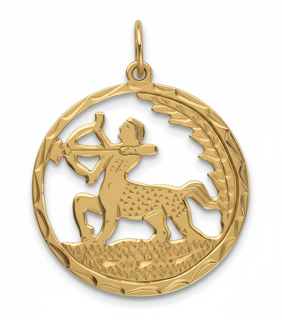 14k Yellow Gold Vintage Zodiac Sagittarius Charm