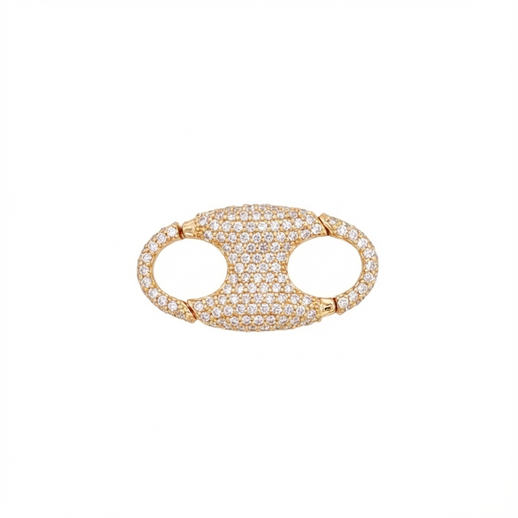 14k Yellow Gold Pink Sapphire, Diamond Openable Mariner Clasp