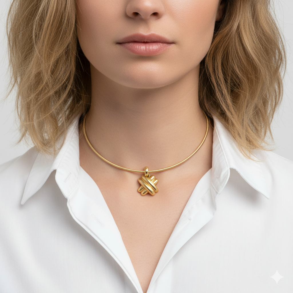 14K Yellow Gold Vintage Geometric Criss-Cross Charm