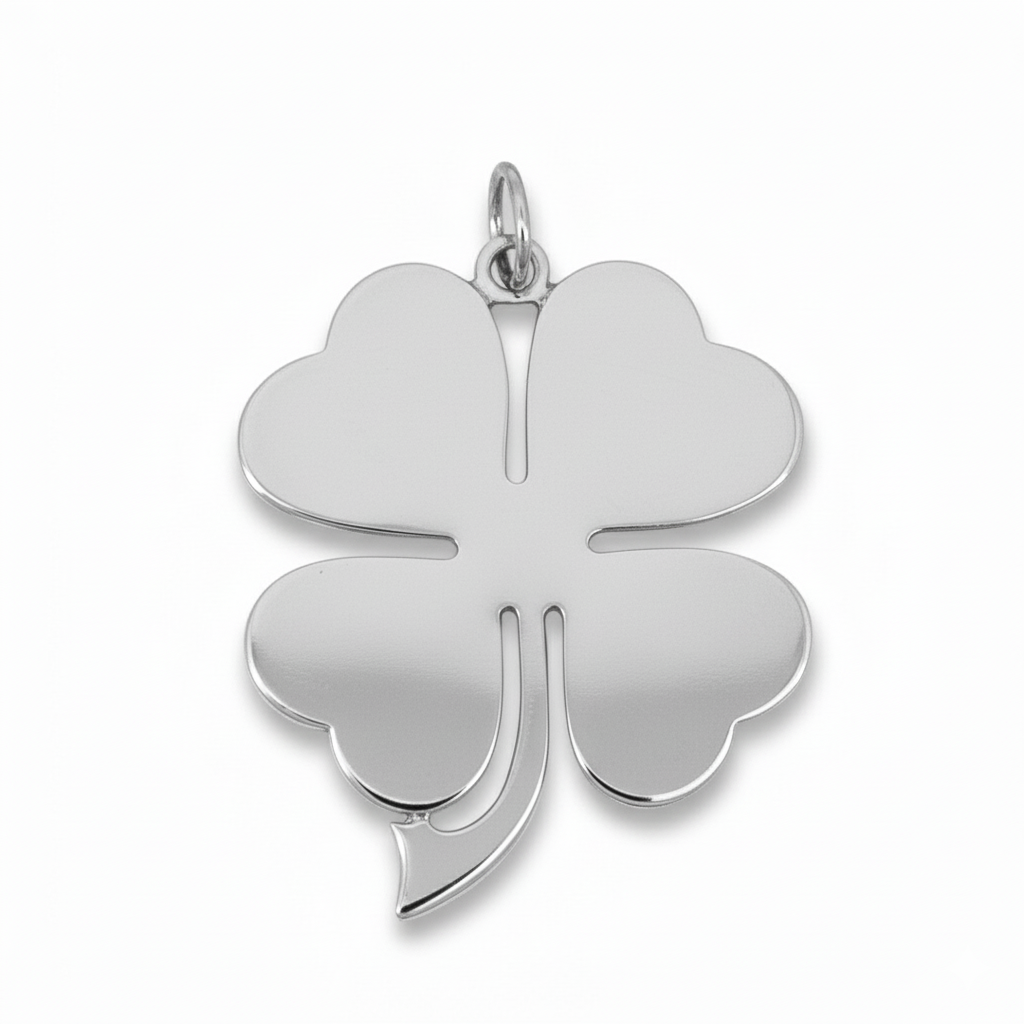 14k Yellow Gold Over Sized Vintage Inspired Clover Charm
