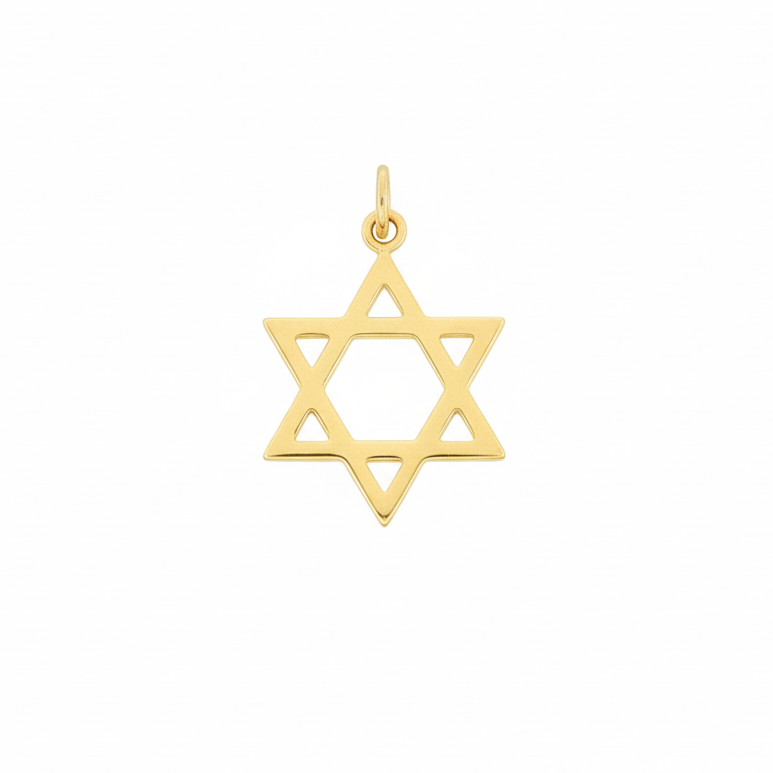 14k Yellow Gold Star of David Charm