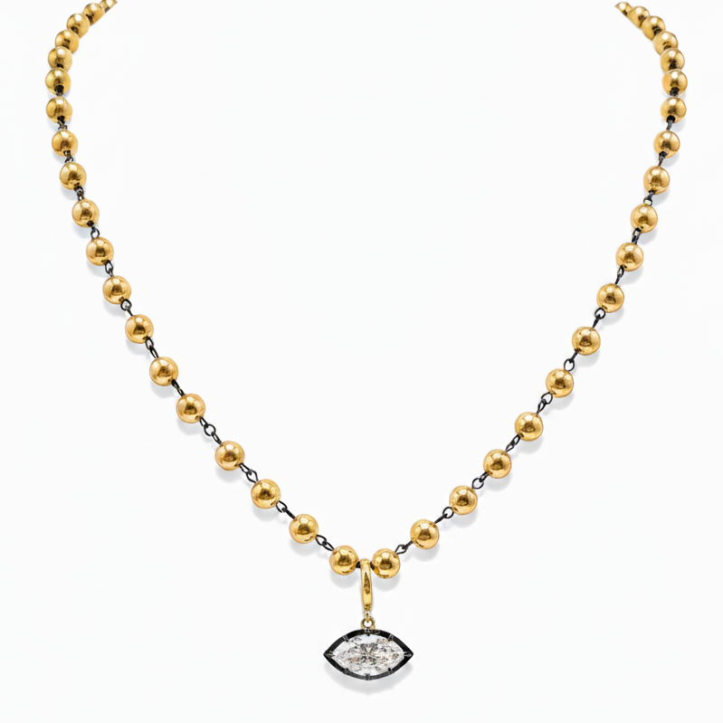 14k Yellow Gold Black Rhodium Link 5mm Ball Chain