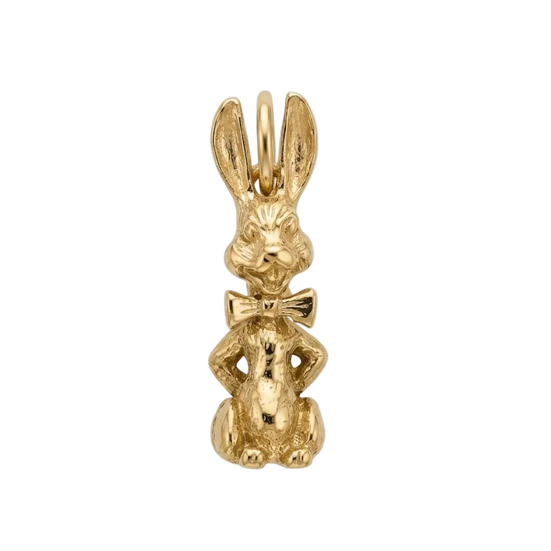 Vintage Hase mit Fliege 14k Gold Charm