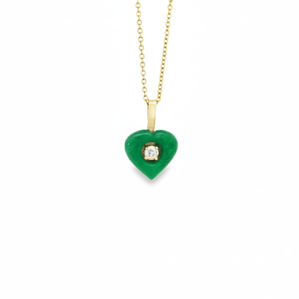 14k Yellow Gold Small Gemstone and Diamond Heart Charm