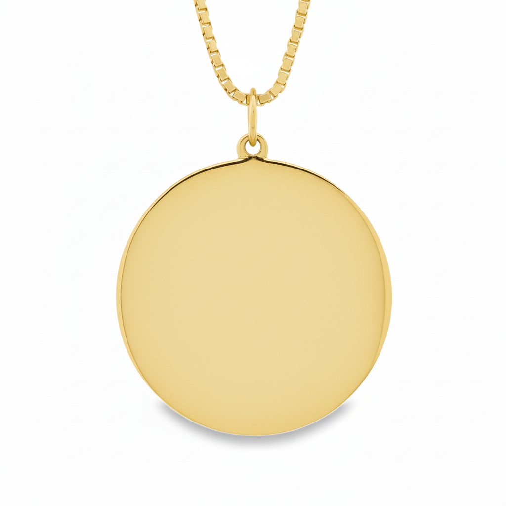 14k Yellow Gold Vintage Engravable Disk Circle Charm
