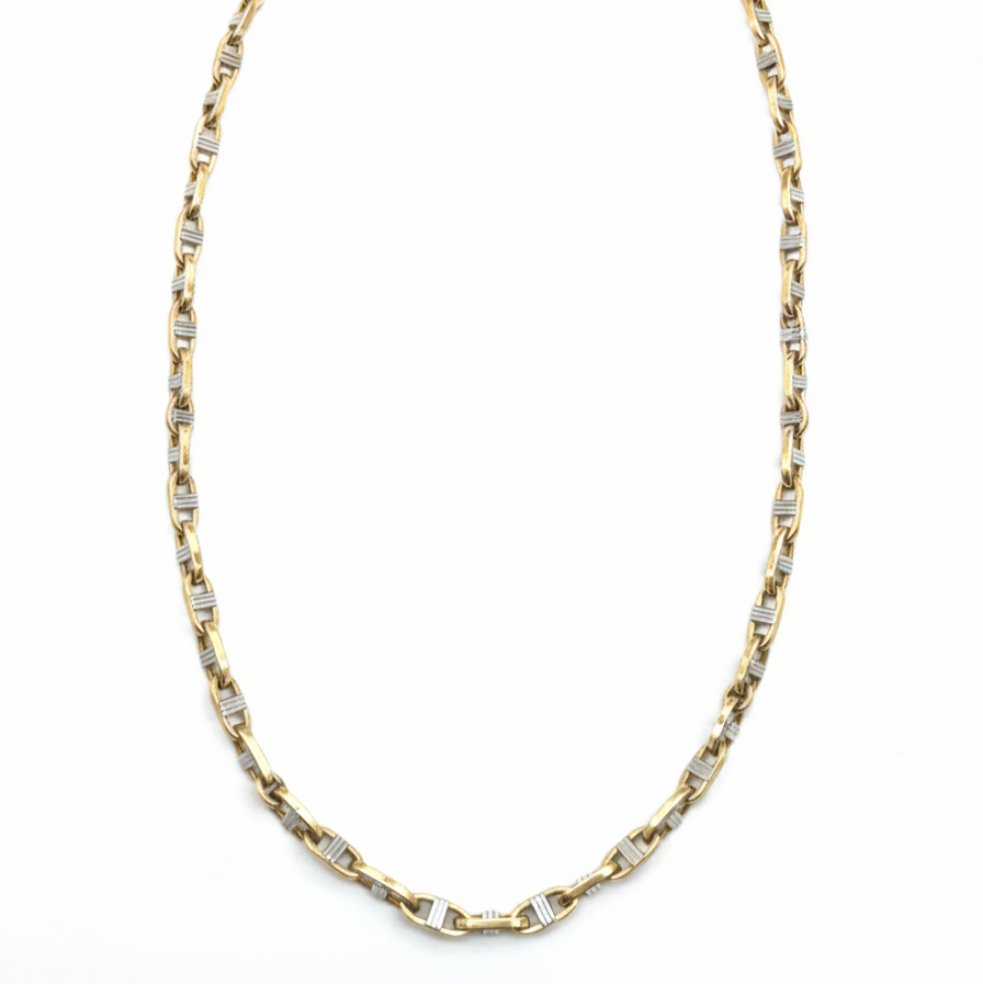 14k Yellow Gold and White Gold Vintage Link Chain