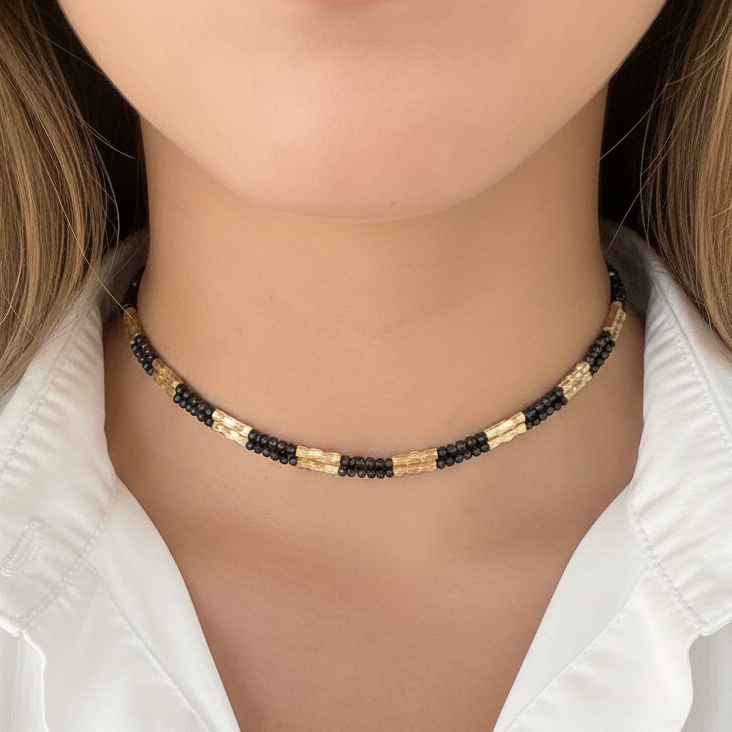 18k Yellow Gold Black Diamond Magnetic Chain