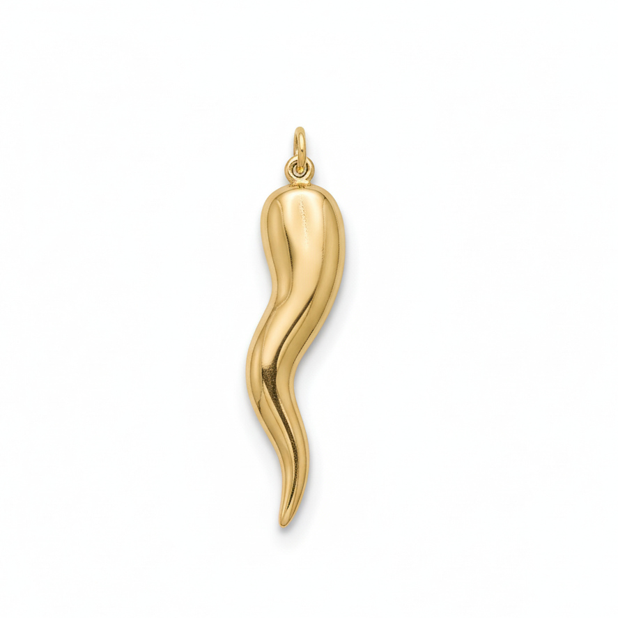 14k Yellow Gold Italian Horn Charm